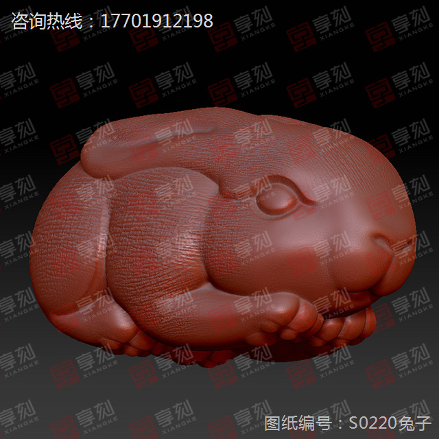 玉兔摆件精雕图