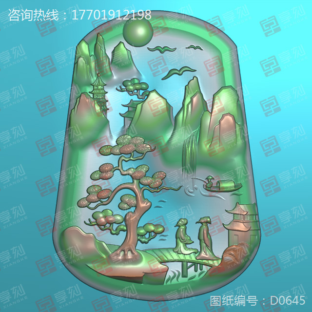 山水玉石雕刻精雕图