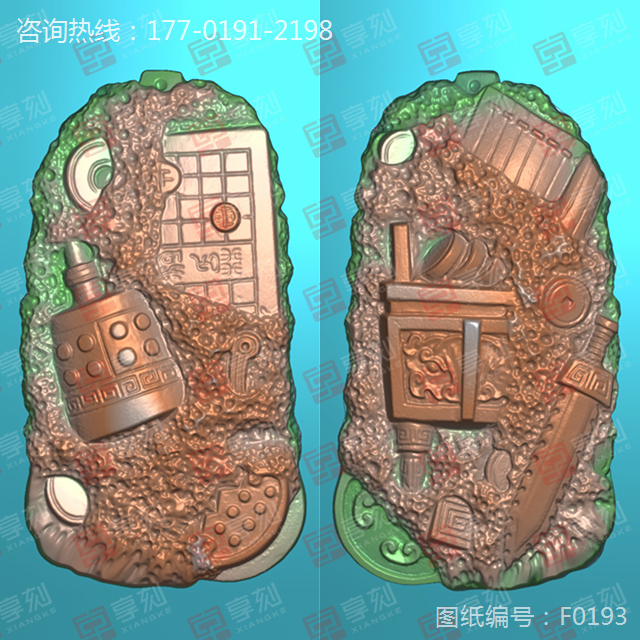 仿古八破图精雕图下载