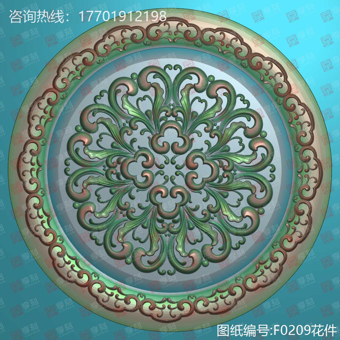 玉石玉扣花件精雕图