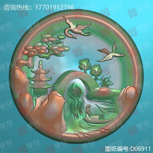 玉石山水吊坠玉雕图纸