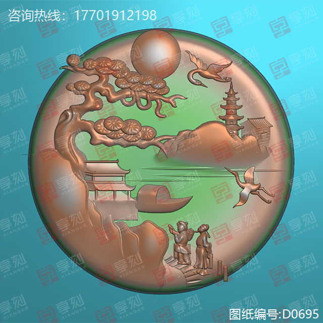 翡翠玉石山水电脑精雕图