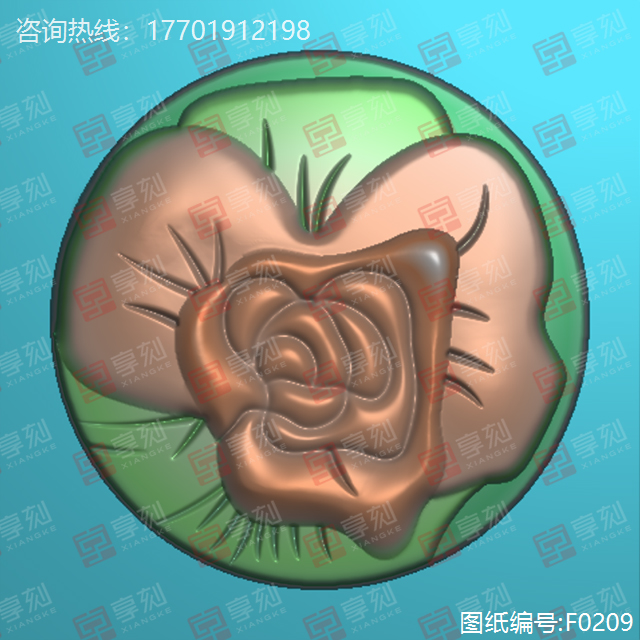 玫瑰花纽扣电脑模型雕刻图