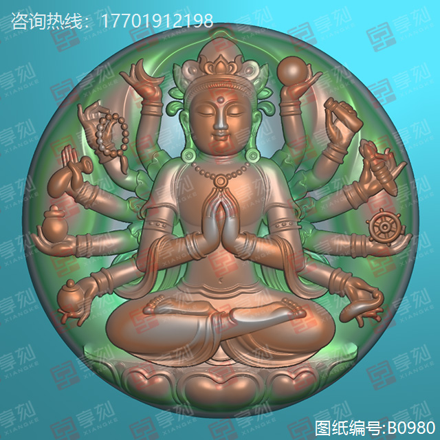 千手观音圆牌玉雕电子图纸