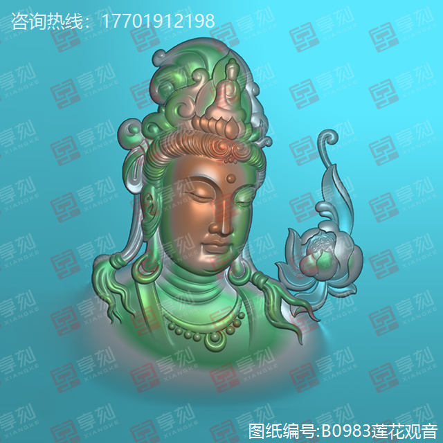 莲花观音玉石雕刻机图纸