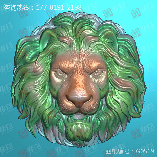 狮子头浮雕工艺品雕刻图