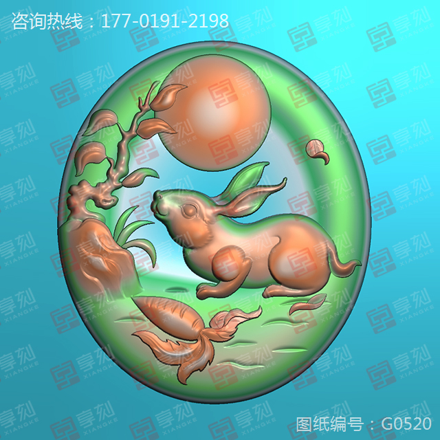兔年大吉兔年十二生肖玉石雕刻图案
