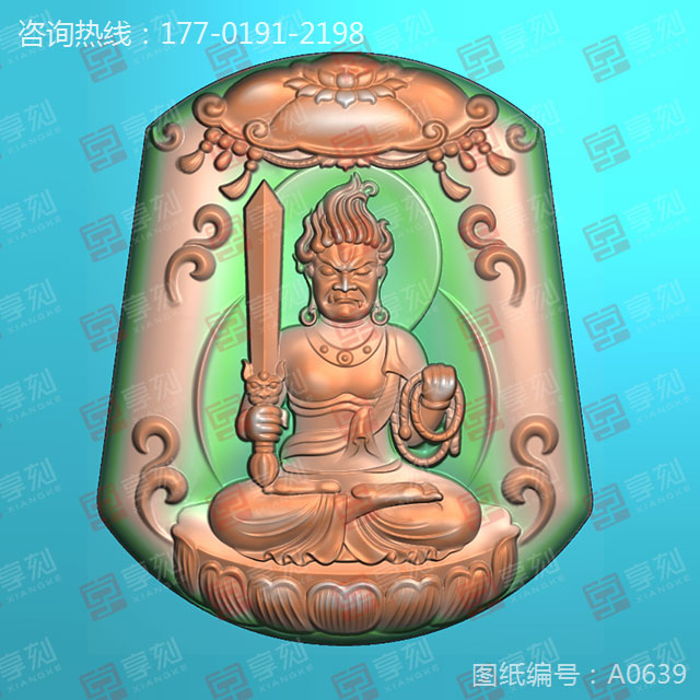 八大守护神不动明王玉石精雕机图纸
