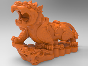 招财貔貅摆件3D模型精雕图_五轴雕刻机厂家