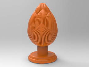 莲花香座立体电脑模型3D图纸STL_五轴玉石雕刻机