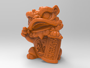 舞狮摆件3d模型stl电脑精雕图_享刻五轴雕刻机