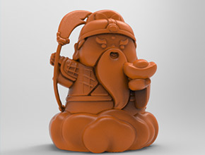 关公武财神茶宠立体3d模型图stl_享刻五轴雕刻机