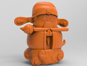 文昌文财神神茶宠立体3d模型图stl_享刻五轴雕刻