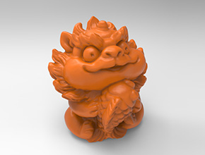 Q版貔貅抱锦鲤立体3d模型图stl_享刻五轴雕刻机