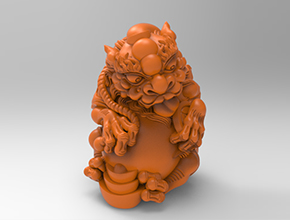 聚财貔貅工艺品3d模型图stl_享刻五轴雕刻机