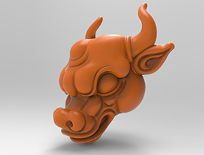 牛头吊坠工艺品3d模型图stl_享刻五轴雕刻机