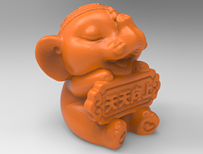 可爱小象工艺品3d模型图stl_享刻五轴雕刻机