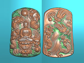 九龙佛牌玉石雕刻电脑图纸_享刻玉石雕刻机