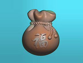 福字钱袋玉石电脑精雕图JDP玉雕_享刻玉石雕刻机