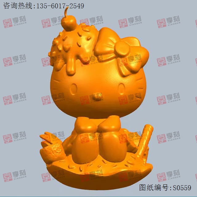凯蒂猫HelloKitty电脑3d模型图stl_享刻五轴雕刻机