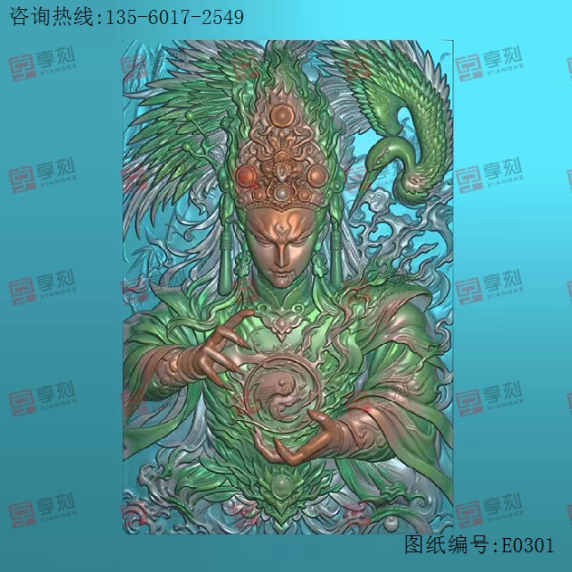 白鹤童子人物人物精雕图纸_享刻玉石雕刻机