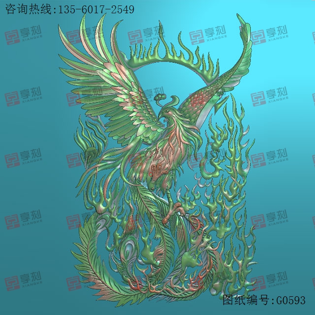 凤凰起舞玉石雕刻机电脑雕刻图纸_享刻数控雕刻机厂家